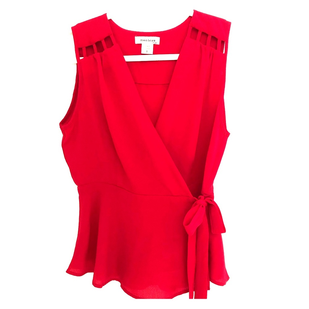 Sleeveless Red Wrap Top